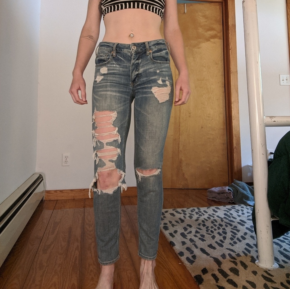 Distressed Button Fly Jeans from American Eagle